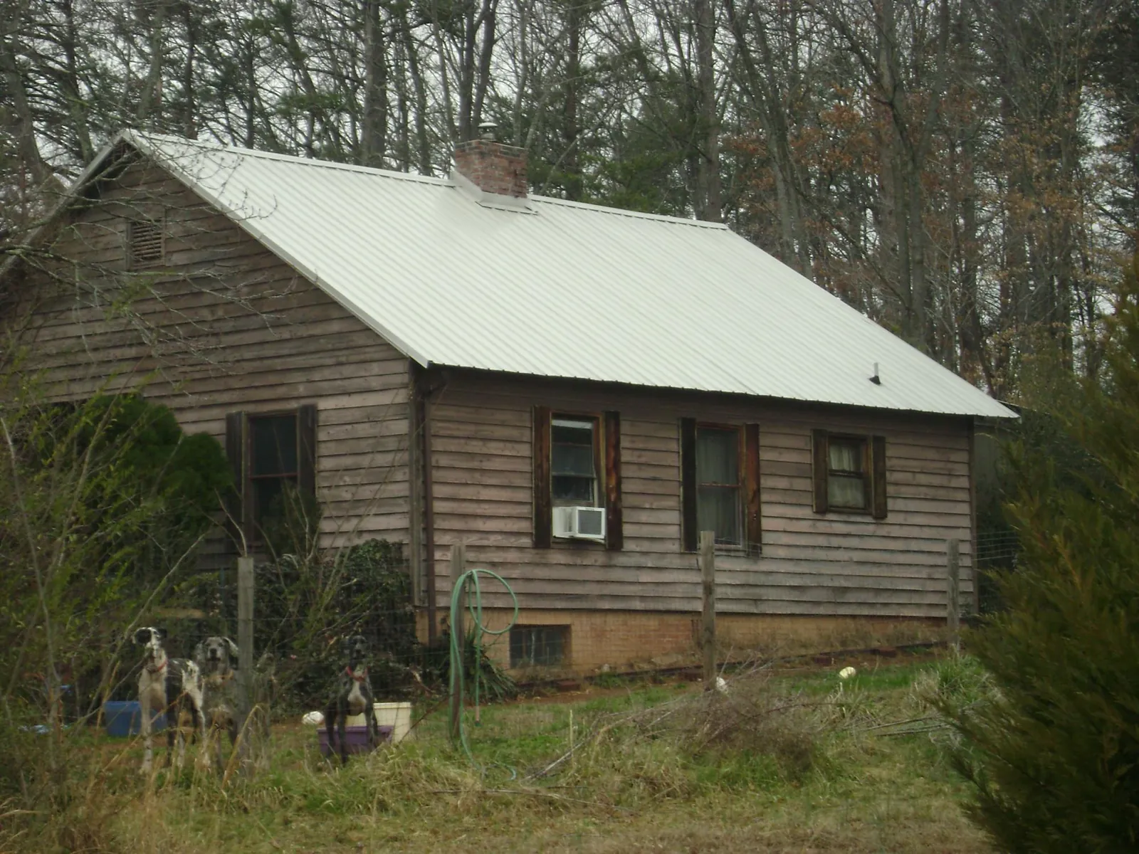 White metal roof on an old wood sided farmhouse, from a Asphalt Shingle Roof Repair job in Ashland